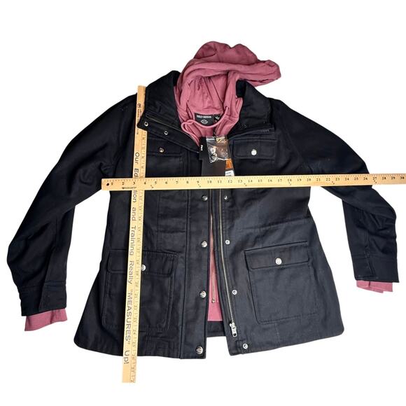 Harley-Davidson Jacket Set California 3in1 Zip Hoodie & Coat Women's L Black New - Picture 8 of 16